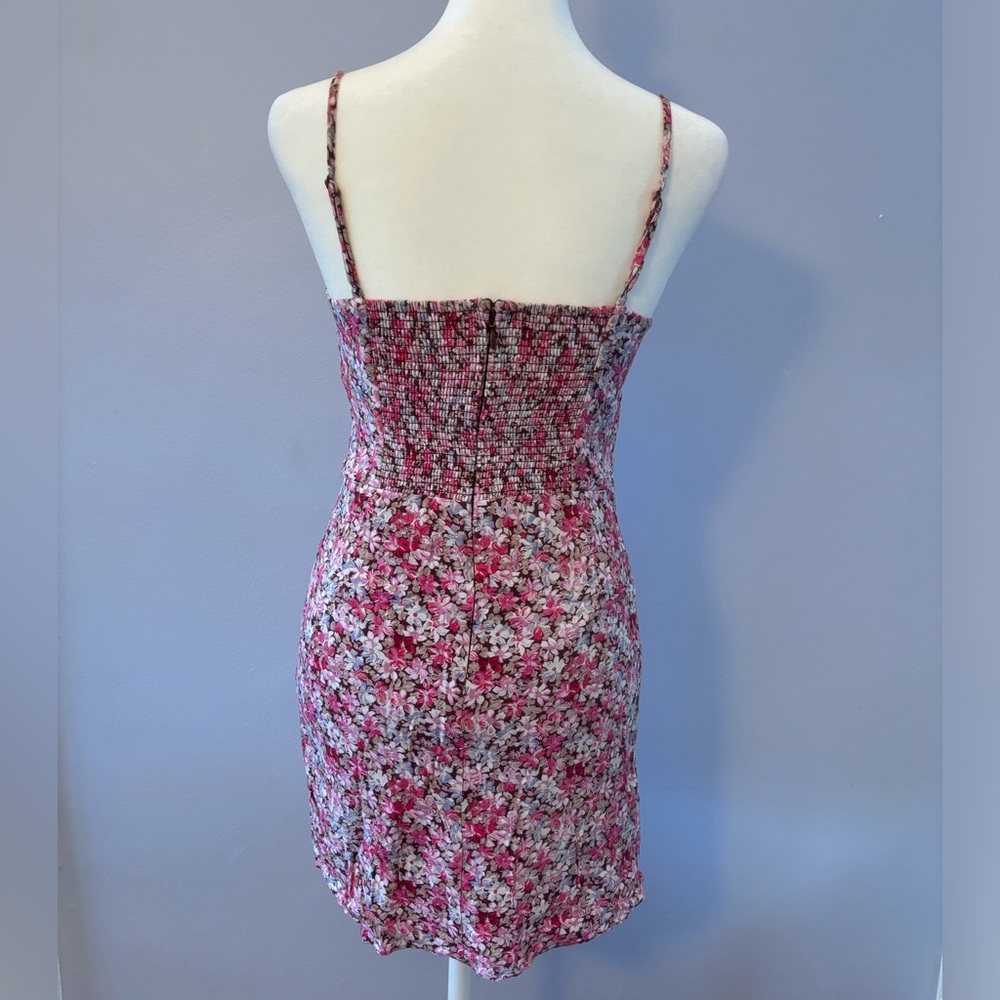 Aritzia Sunday Best Mini Pink Floral Spaghetti Strap Dress - Picture 4 of 8